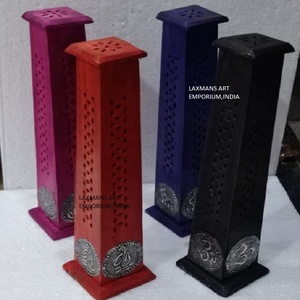 Hot Sale Popular Wooden Carved <b>Incense</b> <b>Sticks</b> Burners With Metal Works Wholesale From India Tower Model <b>Incense</b> <b>Holders</b> - Product Image 1