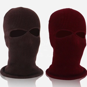 Masque d'extérieur unisexe pour adultes, 56-58 cm, balaclava en tricot bleu foncé à carreaux avec broderie 3D - Product Image 4
