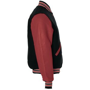 Veste de baseball haut de gamme pour homme, saison hiver, avec lettrage et manches en cuir - Product Image 2