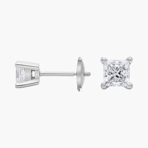 Pendientes de Oro Sólido de 14K con Diamante Cultivado en Laboratorio de 1 Ct, Corte Princesa, Certificados por Surat IGI, Joyería Fina para Aniversario de Bodas - Product Image 2