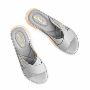 Pantoufles en Fourrure Grises Formelles Mode PU0509 Formelles pour Pantoufles - Product Image 1