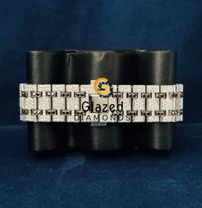 Reloj de Moissanita con Esfera Geométrica Totalmente Cubierta de Diamantes, Estilo Hip Hop para Hombre, con Diamantes Redondos Brillantes VVS en Blanco y Negro - Product Image 2