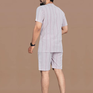 OEM Custom Men Casual Summer Breathable Thermal Plus Size T-Shirt and Shorts <b>Set</b> with Pocket Crewneck Polyester Cotton Material - Product Image 4