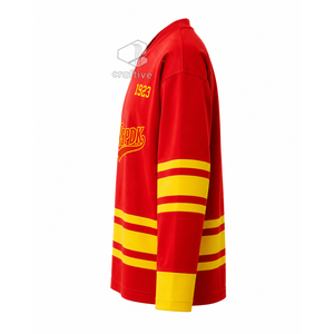 Maillot de hockey sur glace NSPDK Sorority, rouge et or, en maille polyester, anti-humidité, pour performance sportive d'équipe, vêtement de sport - Product Image 3