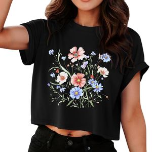Lightweight Butterfly Graphic <b>White</b> T Shirts Polyester Stretch Fabric Hot Sale Short Sleeve Summer <b>Womens</b> <b>Crop</b> <b>Tops</b> - Product Image 4