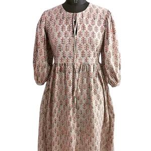 Vestido A-Line Vintage Rosa con Estampado Floral de Talla Única para Mujer, Elegante, Largo hasta el Suelo, con Cintura Natural, Cuello con Lazo y Manga Abullonada - Product Image 2