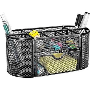 Organisateur de bureau en maille noire basique 9,25 x 4,53 x 3,94 pouces, élégant pour bureau et tiroirs - Product Image 6