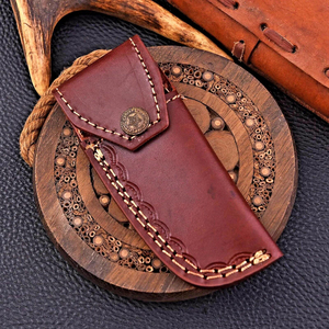 Couteau pliant Short Sign Forge en acier Damas de qualité industrielle, manche en bois Pakka noir, étui, couteau de chasse EDC de poche - Product Image 6