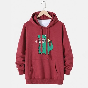 เสื้อฮู้ดลายกราฟิกคุณภาพสูง สีแดงมารูน พิมพ์ลายการ์ตูนอนิเมะ เสื้อพูลโอเวอร์ผ้าฟลีซสำหรับผู้ชาย รับผลิตเสื้อฮู้ดลายกราฟิกพร้อมโลโก้ตามสั่ง - Product Image 1