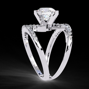 Bague en diamant de laboratoire rond de 2,0 carats, or blanc 14 carats, sertissage flottant unique, bijoux de mariée - Product Image 4