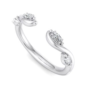 luxury rose gold marquise cut diamond open cuff ring wave <b>wrap</b> adjustable band minimalist stackable fashion jewelry for women - Product Image 3