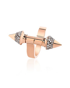 Anillo de Lujo con Doble Punta y Diamantes Redondos, Oro 10K 14K 18K, Plata 925 935, Joyería Fina de Diseño Moderno - Product Image 1