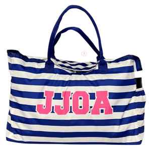 Sac de plage Jack and Jill, bleu et blanc rayé, grande capacité, sac à bandoulière de voyage, fabricant OEM - Product Image 3