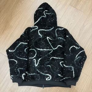 <b>Men's</b> Oversized Hooded Fleece Zip-Up Jacket Printed Abstract Pattern Casual Winter Wear - Product Image 2