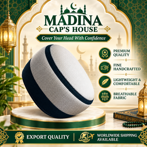 Gorro Islámico de Malla Negra de Primera Calidad con Ribete Azul Bordado, Transpirable, para Verano, Kufi, Artículos en Oferta y de Tendencia - Product Image 5