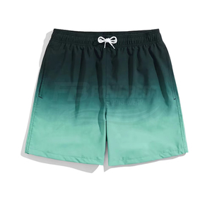 Short de bain dégradé rouge pour homme, séchage rapide, cordon de serrage, taille élastique, décontracté, 100 % polyester, longueur courte - Product Image 2
