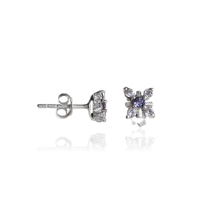 Pendientes de Plata Hechos a Mano en India con Flores y Gemas Moradas para Mujeres y Niñas, Ideales para Bodas y Fiestas - Product Image 2