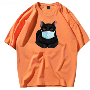 Camisetas Personalizadas Extra Grandes para Hombre con Estampado de Gato, Camisetas de Algodón Jersey Hechas a Medida, Transpirables, Estilo Casual de Verano - Product Image 1