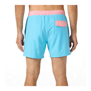 Men's Solid Pink <b>Board</b> Shorts With <b>Light</b> Blue Waistband And Pocket Quick Dry Casual Swimwear - Product Image 3