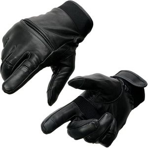 Samroz Sports Men's Grey Perforated Leather Full Finger Motorcycle Hand <b>Gloves</b> W/Breathable ‘Open Knuckle - Product Image 4