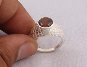Wholesale 925 Sterling <b>Silver</b> Natural Red Garnet Bezel Setting Classic Party Carved Texture Gemstone <b>Ring</b> <b>Men</b> Women Handmade - Product Image 3