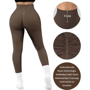 High Waist Knitted Leggings Full Length Solid Color Stretchy Seamless Eco-Friendly UV Protection Women's All Seasons Wear - Product Image 4