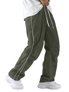 <b>Men</b> Fashion Parachute Pants Lightweight <b>Wide</b> <b>Leg</b> Drawstring <b>Trousers</b> OEM Manufacturer - Product Image 1