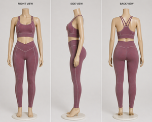Ensemble de yoga pour femmes, leggings taille haute, soutien-gorge de sport, ensemble deux pièces, vêtements de sport, yoga, fitness, course à pied, entraînement - Product Image 3