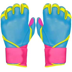 Guantes de Bateo Azules, Rosas y Amarillos con Cierre de Tirón, Unisex, para Adultos, Cómodos y Ambidiestros - Product Image 1