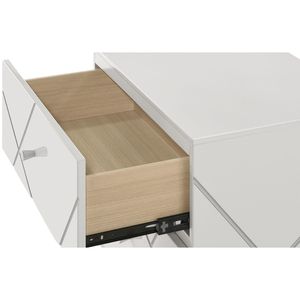 Cassettiera Contemporanea a Sei Cassetti con Accenti Geometrici Audaci, Finitura Bianca Lucida Impeccabile, Mobili in Legno - Product Image 3