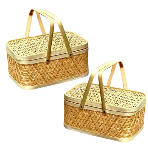 Cesta de Regalo de Bambú Personalizable, Cesta de Frutas con Tapa y Diseño de Asa Resistente, Decoración para el Hogar, Artesanía de Vietnam - Product Image 1
