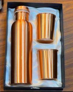 Paire de gourdes en cuivre pur à finition semi-martelée, ensemble de flacons d'hydratation métalliques, fournisseur en gros - Product Image 4