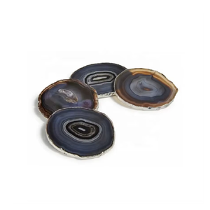 Posavasos de ágata negra y gris de alta calidad en oferta, posavasos redondos de piedra de cristal para bebidas de mesa con soporte para café para el hogar - Product Image 2