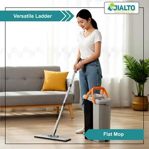 <b>Flat</b> <b>Mop</b> and Bucket Set with 2 Self Wringing <b>Mop</b> with Microfiber Pads 360° Rotating Handle Home Kitchen Bathroom & Office - Product Image 2