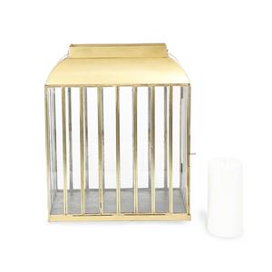 Nuevo Portavelas Cuadrado Geométrico con Paneles de Vidrio para Decoración Navideña de Mesa de Sala de Estar, Hecho a Mano - Product Image 1