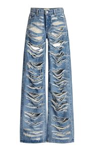 Jean en denim déchiré taille haute coupe ample pour homme, grande taille, en coton, décontracté, avec braguette boutonnée - Product Image 2