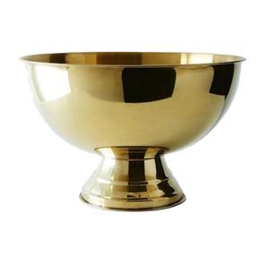 Seau à champagne rond en métal doré, design moderne, avec base, grand seau à glace pour les fêtes, les mariages et les événements - Product Image 1