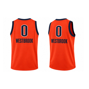 Ensemble de maillots de basket-ball personnalisés – Uniforme de sport orange sans manches avec nom d'équipe, nom et numéro de joueur personnalisés - Product Image 2