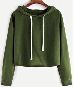 Women Cotton Fleece Pullover Hoodie Long Sleeve <b>Crop</b> <b>Top</b> Comfortable Fit Custom Color Eco Friendly Streetwear Style Best Quality - Product Image 6
