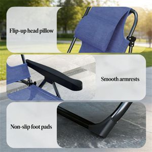 Sillón Reclinable Plegable Gris, Práctica Tumbona para Tomar el Sol - Product Image 3