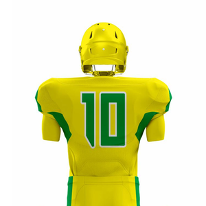 Custom American Football Uniform Yellow Green 10 Sublimated Jersey Shorts Men's <b>Athletic</b> Wear Moisture Wicking - Product Image 6