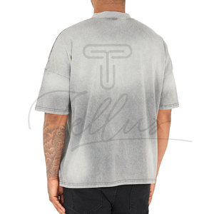 Camiseta de Alta Calidad para Hombre, Corte Regular, Estilo Vintage, Efecto Desgastado por el Sol, Cuello Redondo, Hombros Caídos, con Logotipo Personalizado, 100% Algodón, OEM - Product Image 3
