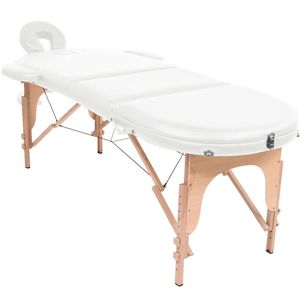Table de massage pliante ovale blanche de 1,6 po d'épaisseur avec 2 traverses pour les thérapeutes et les professionnels - Product Image 2