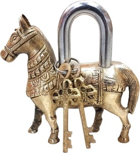 Handcrafted Brass Horse Shape <b>Padlock</b> with 2 Keys Decorative Vintage Animal Lock for Home Office Gift Security - Product Image 6