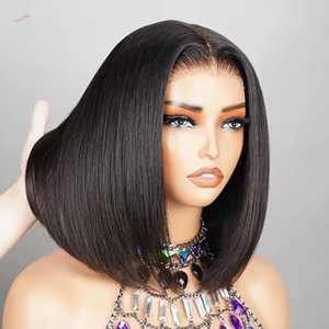 Extensiones de cabello liso de hueso crudo de envío rápido de lujo alineado con cutícula Proveedores de Peluca de encaje HD de cabello humano natural de un donante - Product Image 1