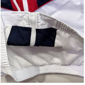 Ensemble de survêtement coupe-vent en nylon color block tendance avec impression de logo personnalisé, veste de sport légère pour la gym et les activités de plein air - Product Image 3