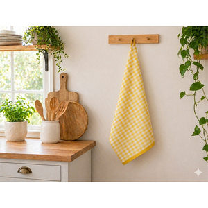 Serviette de cuisine écologique 100% coton à carreaux, absorbante, séchage rapide, serviette à main douce, tissée, pour usage domestique - Product Image 1