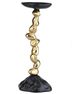 Candelabro Espiral Dorado con Base Negra de Metal, Decoración para el Hogar, Diseño Duradero - Product Image 2