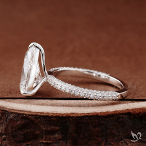 3CT Pear Cut Lab Grown Diamond <b>Ring</b> Luxury Teardrop Engagement <b>Ring</b> Triple Pave Band 10K White Gold Statement <b>Ring</b> - Product Image 2