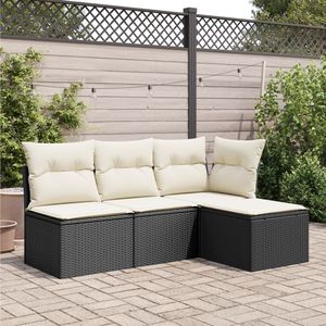 Tabouret de jardin en rotin PE noir avec structure en acier thermolaqué et mousse de polyester, chaises élégantes pour l'extérieur - Product Image 3
